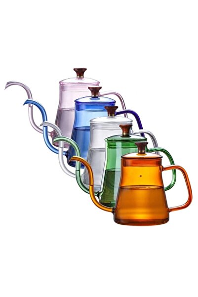 JESSE - Cam Borosilikat Kettle Ibrik 600 Ml Ateşe Dayanıklı - Mavi