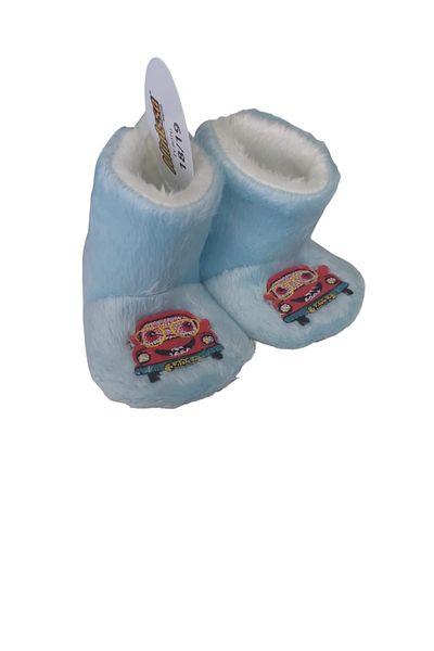 AY ONLİNE Unisex Blue Red Car Embroidered Slippers Home Boots First Step