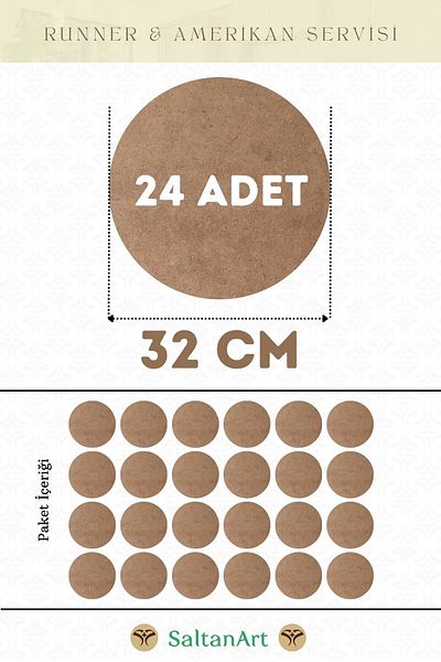 SaltanArt 32 εκ. Διάμετρος 24 τμχ Φόρτες American Service Runner MDF Drolit Magnet Six Ξύλο 3 χιλιοστά (2,7 χιλιοστά) Πάχος