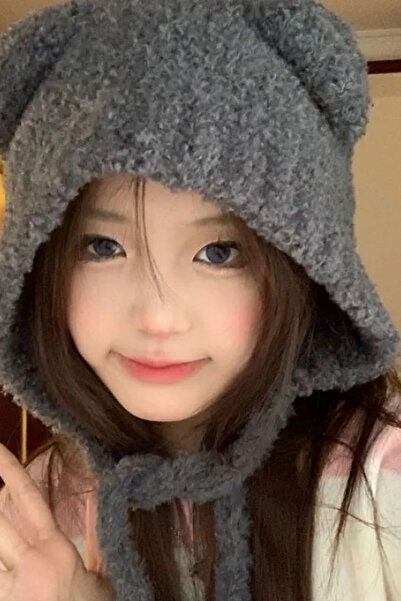 Giraffe Cute Wool Beret with Bear Ears