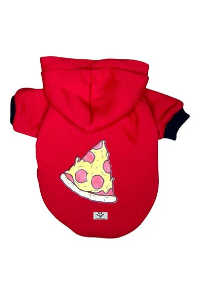 PetiliDünya Pizza Hooded Fleece Sweatshirt Dog And Cat Outfit & Dress