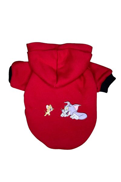 PetiliDünya Tom & Jerry Hooded Fleece Sweatshirt Dog And Cat Outfit & Dress