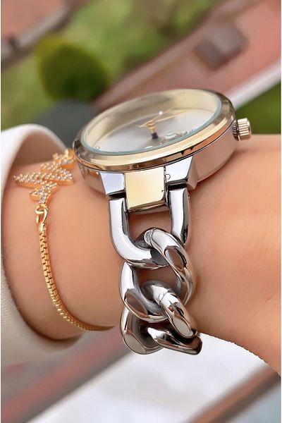 Homies Yellow Silver Colored Waterproof Women's Wristwatch and Bracelet Gift