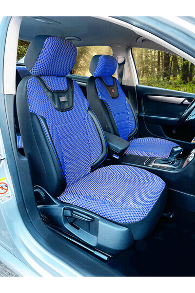 KONFORUM غطاء مقعد السيارة قالب عالمي من القطن سلسلة اللون أزرق أبيض