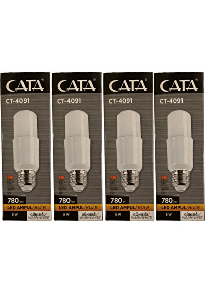 Cata CT-4091 8W 3200K (Günışığı) E27 Duylu Led Ampul (4 Adet)