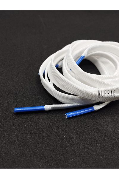 NURBAĞ DOKUMA SPORTS SHOES WHITE YASSI BLUE TOE LACES 1 PAIR 110 CM QX00097