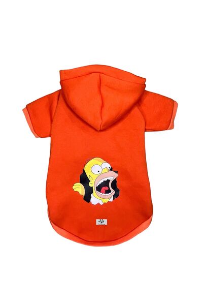 PetiliDünya Homer Simpson Cat and Dog Outfit Patterned Sweatshirt Hoodie