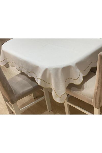 Nur Homing Cream Wave Tablecloth for 12 Persons