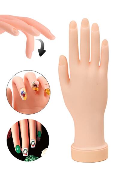 Ocean Protez Tırnak Eğitim Eli, Protez Tırnak Kalıcı Oje Eğitim El Mankeni, Sağ El