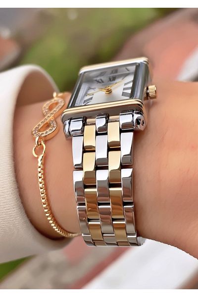 Homies Yellow Silver Colored Waterproof Women's Wristwatch and Bracelet Gift