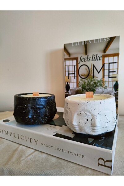 Solman Kokulu Siyah Beyaz Dekoratif Soya Mumu Doğal Mum Vegan Aromaterapi Mum...