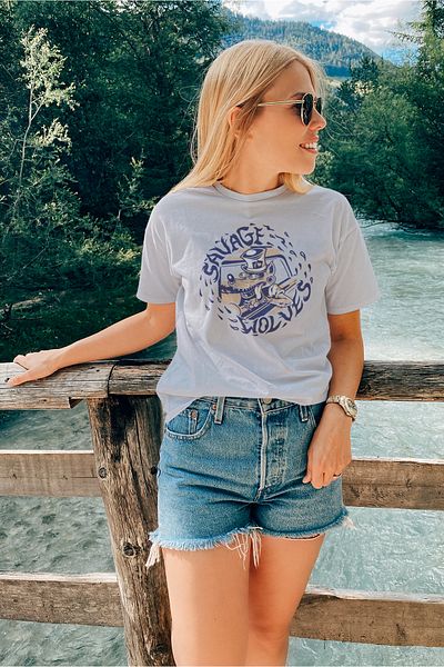 ADA BEBEK ÇOCUK Savage Wolwes Style Printed 100% βαμβακερό γυναικείο μπλουζάκι με λαιμόκοψη