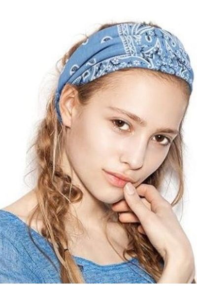 BERG Bandană cu model etnic albastru, bandă de păr