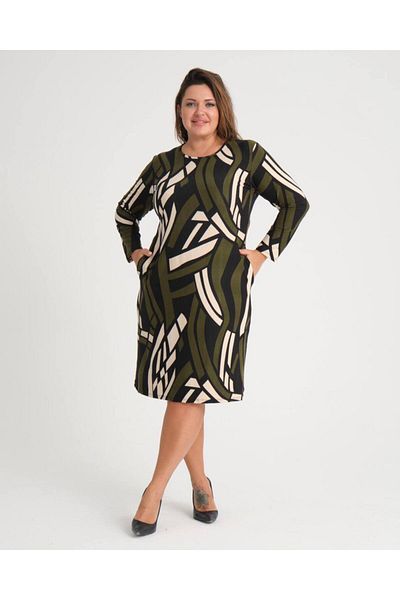 Butik Nilyam Γυναικείο φόρεμα με λεπτομέρεια τσέπης Suede Midi 22014 Χακί