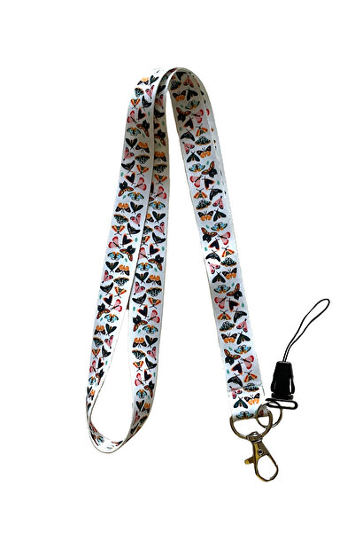 StormiStoretr Beyaz Kelebekler Boyun ipi Telefon Askısı Lanyard