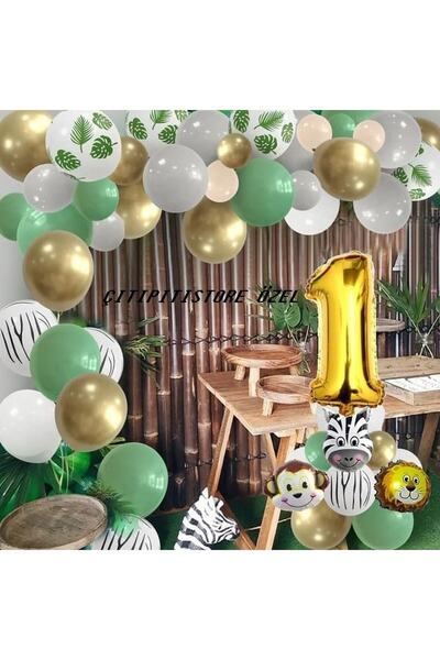 DÜVENCİ TİCARET Σετ μπαλονιών γενεθλίων 1 έτους με θέμα το Safari της Çıtıpıt...