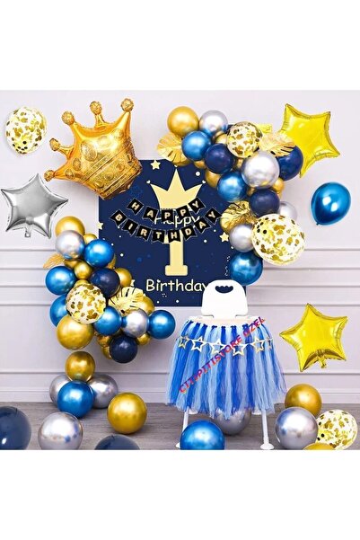 DÜVENCİ TİCARET Çıtıpitıstore 1 Year Old Birthday Set with King Crown