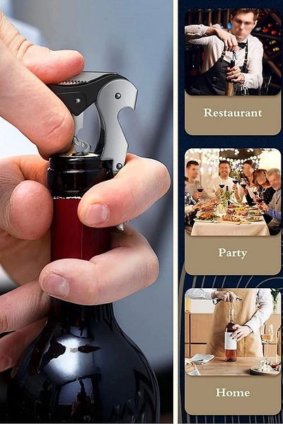 Tilbe Home 6-Piece Steel Corkscrew Wine Cork Opener Bottle Opener Waiter Type Soft Drink Cause Lid Opener Set
