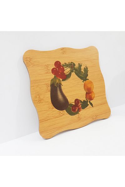Penguen Wooden Fruit Patterned Trivet