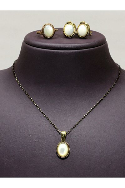 esha Natural Stone Mother of Pearl Natural Stone Set Medium Size