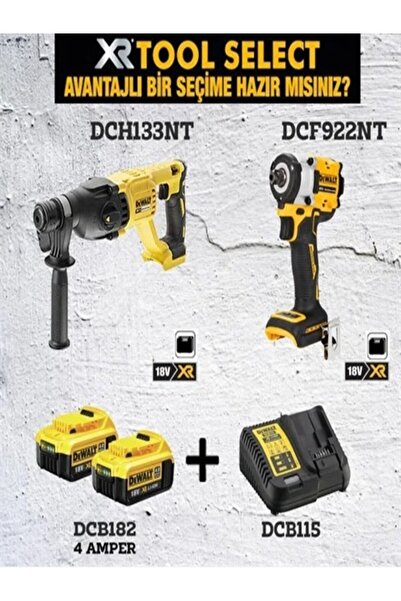 Dewalt Dch133nt Kırıcı Delici 2.6J+Dcf922nt Somun Sıkma+2x4Ah Akü+Şarj Cihazı