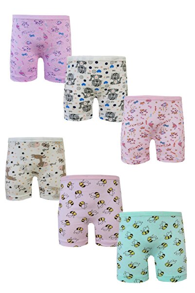 HB TREND Комплект от 6 цветни памучни боксерки за момичета от ликра