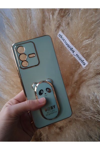 Aksesuarda Moda Vivo V23 Compatible Panda Laser Cut Glossy Case with Stand Ap...