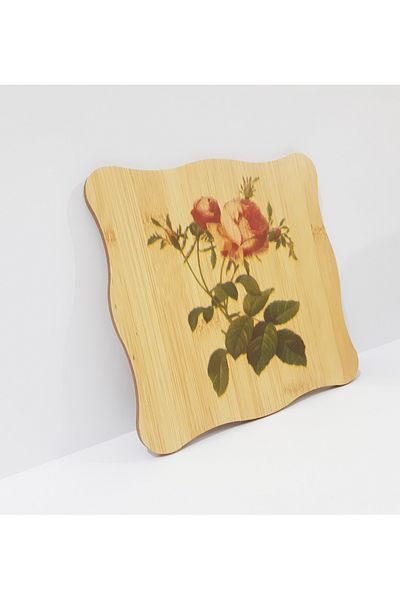Penguen Wooden Rose Patterned Trivet