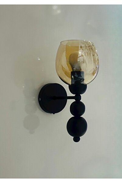 gaziantepavize Tokyo Siyah Metal BalCamlı Pilli Aplik - 2 Adet - Özel Tasarım Lamba ve Pil Dahildir