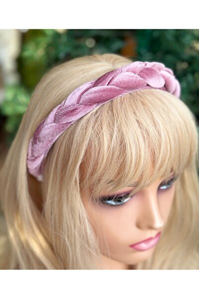 QUEEN AKSESUAR Внесен луксозен френски модел дизайн кадифена плетена корона пастелно розова дамска корона