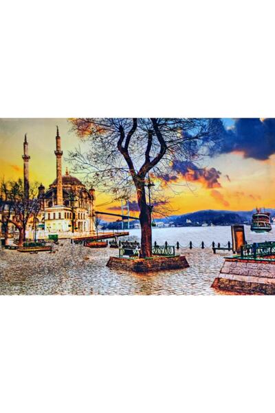 Haki Alışveriş Dünyası Kanvas Tablo Ortaköy Camii Led Işıklı 90x60 Cm Duvar L...