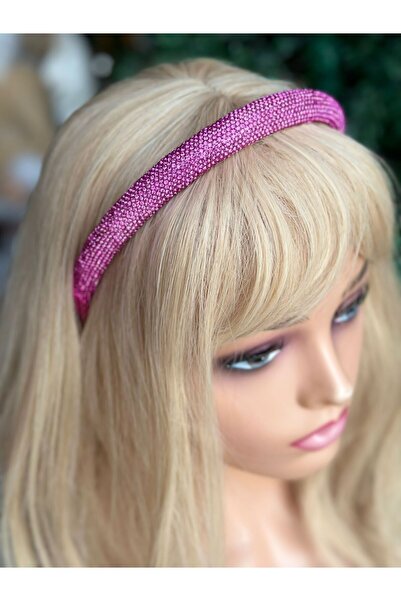 QUEEN AKSESUAR تريند فاشن فاخر كريستال شفاف فوشيا وردي صف حجري منحني عالي الت...