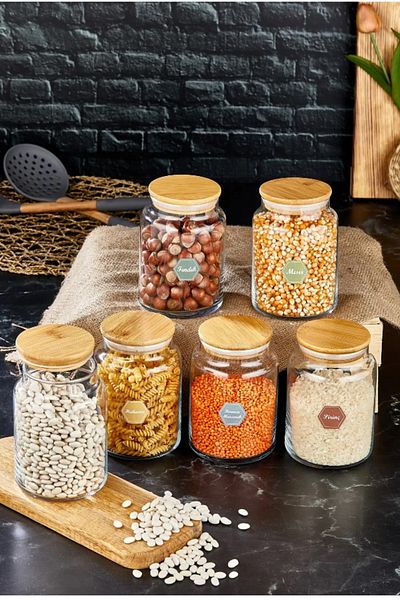 ŞAKİLATA CONCEPT 6-Piece Jar with Lid Glass Storage Container 800ml