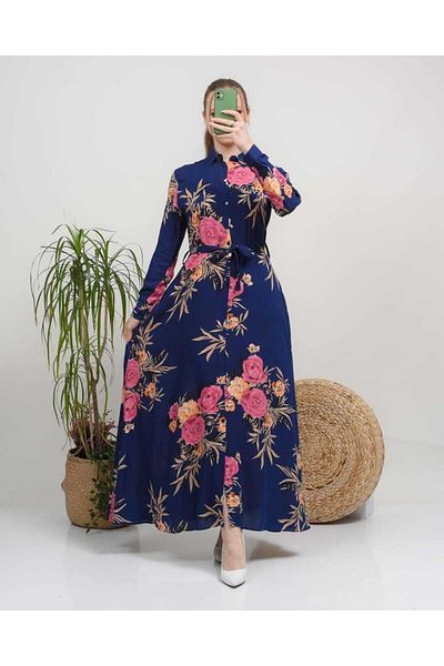 CİXAPLE Rochie lungă din viscoză cu guler cămașă
