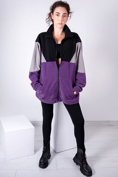 Vatkalimon Πλήρες φερμουάρ Μαύρο Γκρι Μωβ Fleece