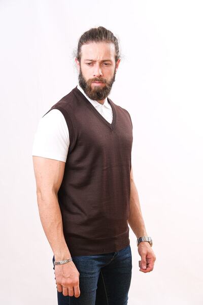 Çukurova Woolen Sleeveless Knitwear Sweater - Dark Brown