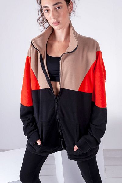 Vatkalimon Πλήρες φερμουάρ Καφέ Πορτοκαλί Μαύρο Fleece