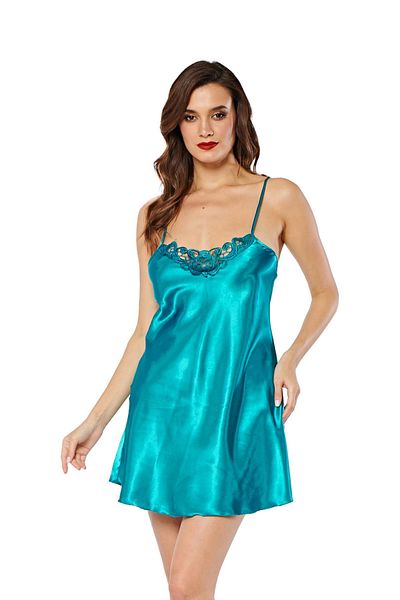 TİSTA Strappy Satin Nightgown Green
