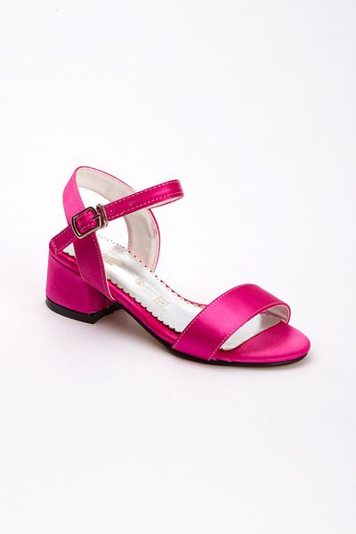 Sare Çocuk Giyim Sandale ortopedice cu toc pentru copii cu textura din satin fucsia din piele artificială, pantofi (mărimea 26-36)