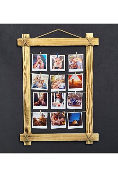 webotto 8 Işıklı Mandallı Fotoğraf Askısı Ahşap Çerçeve