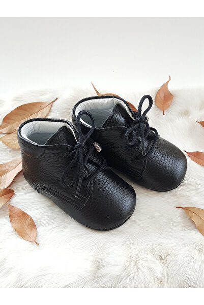 Hodore Black Genuine Leather Baby Boots