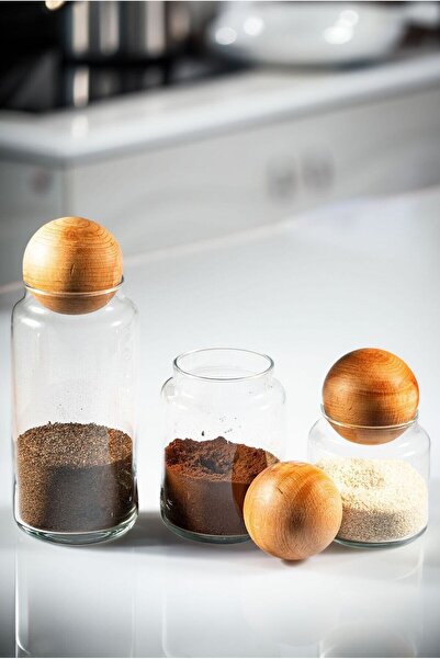 Demirhan Home Bambu Top Kapaklı 3'lü Cam Kavanoz Seti Çerezlik Ve Baharatlık ...