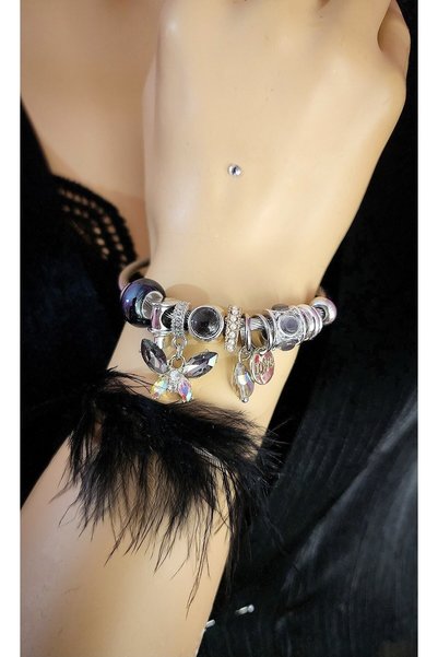 WONDER TOUCH Steel butterfly bracelet, butterfly charm bracelet, pearl, tarnish-proof bracelet, charm