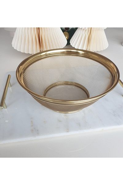 LOVYCO Gold Stainless Steel Pasta-Rice Strainer 24 Cm