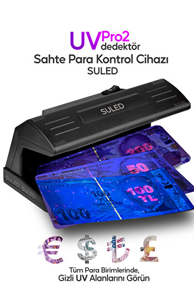 SULED Sahte Para Kontrol Cihazı UV Mor Işık Profesyonel Sahte Para Dedektörü 220V Fişli