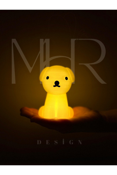 Genel Markalar Sarı Renkli Sevimli Köpek Gece Lambası, 10 cm, Pilli, Yumuşak ...