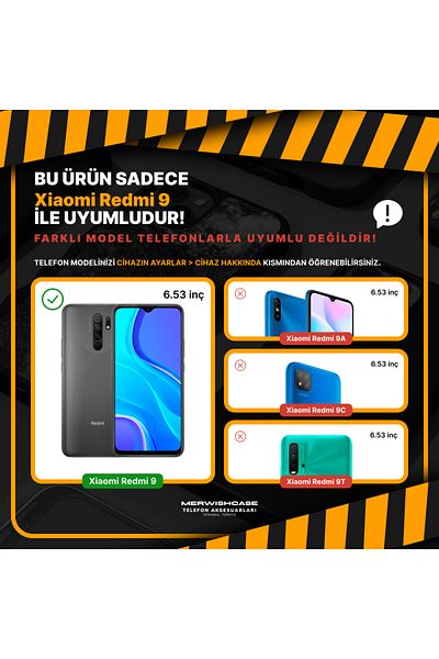 Merwish غطاء حماية شفاف لهاتف Xiaomi Redmi 9 متوافق مع نمط ميني من مادة Hux Tpu باللون الأحمر