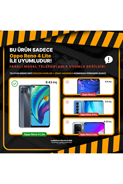 Merwish Oppo Reno 4 Lite Uyumlu Harita Desenli Kamera Korumalı Hux Tpu Transparan Kılıf Kapak Siyah