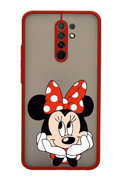 Merwish غطاء حماية شفاف لهاتف Xiaomi Redmi 9 متوافق مع نمط ميني من مادة Hux Tpu باللون الأحمر