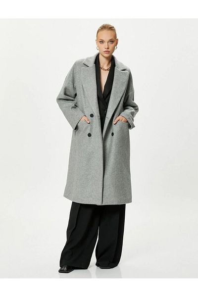 Koton 4wak00255ew Women's Coat Gray Melange
